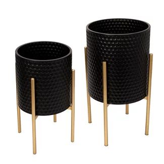 Planters : Target Black Planters, Patio Inspiration, Raised Planter, Planter Stand, Metal Planters, Black Iron, Black Pattern, Contemporary Interior, Home Inspo