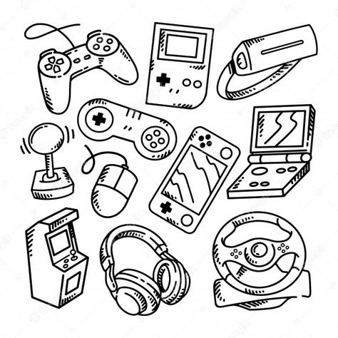 Gamer Doodles, Blitz Tattoo, Doodles Games, R6 Wallpaper, Gamer Tattoos, Vector Doodle, Flash Tattoo Designs, Doodle Tattoo, Drawing Doodles