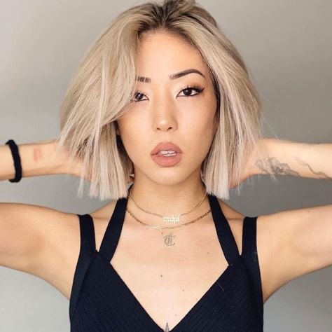 Asian Hair Color Correction Blonde Bob Asian Hair, Cool Asian Hairstyle, Asian Hair Color 2023, Blonde Hair On Asian Women, Asian Blonde Hair, Asian Hair Trends, Hair Colors Asian, Shadow Princess, Dye Hairstyles