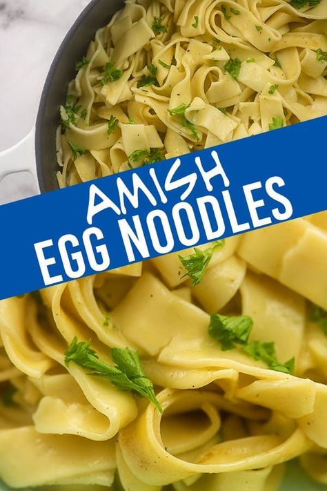 These egg noodles are the simplest dinner side dish and total comfort food! My kids ask for these at least once a week! #eggnoodles #amishrecipes #comfortfood Amish Egg Noodles, Cinnamon Roasted Sweet Potatoes, Amish Noodles, Crockpot Recipes Ground Beef, Sweet Potato Recipes Roasted, Crockpot Recipes Chicken, Egg Noodle Recipes, Kung Pao Chicken Recipe, Sweet Potatoes Recipe