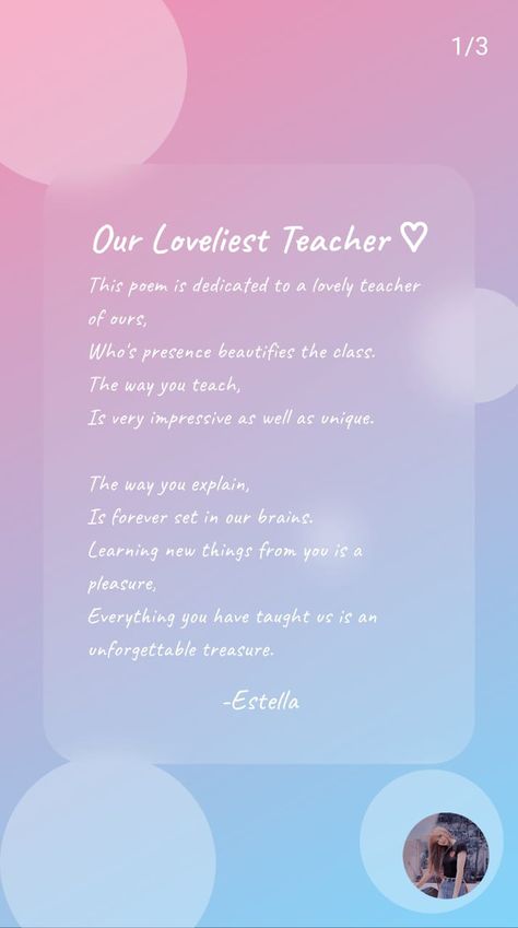 This poem is dedicated to our Loveliest Teacher ❣️✨ But unfortunately she's leaving school so I've written this poem to express my feeling... I'm gonna miss her a lot 🥹 Missing Teacher Quotes, Missing You Letters, Last Day Quotes, Dear Teacher, Teacher Poems, Science Experiments Kids Easy, Poems About School, Border Lines, Teacher Appreciation Quotes