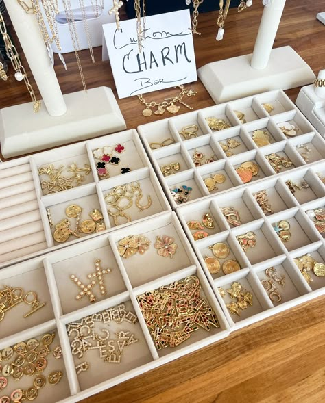 Charm Bar Pop Up, Pop Up Event Ideas, Jewelry Findings Guide, Permanent Jewelry Business, Market Setup, Magnolia Jewelry, Vendor Booth Ideas, Charm Bar, Craft Booth Display