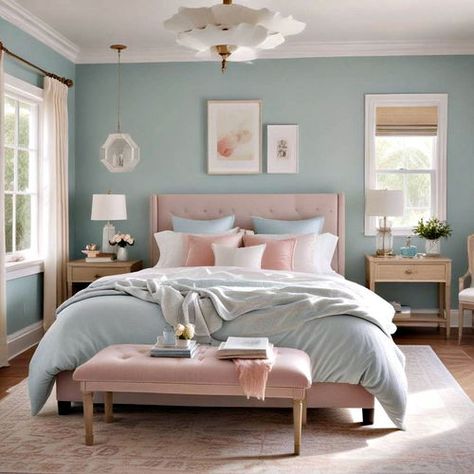 50 Bedroom Ideas and Design Inspiration (2024) - Suite 101 Colorful Guest Bedroom, Pink And Blue Bedroom Ideas, Blush Bedroom, Blue Bedroom, White Bedroom, Top 50, Modern Decor, Bedroom Ideas, The Top