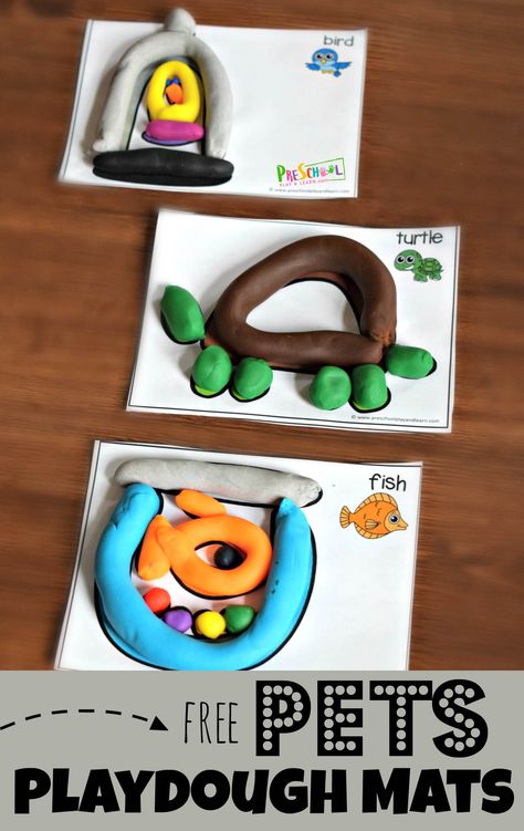 FREE Pets Playdough Mats - these super cute preschool printables allow kids to strengthen hands, have fun, all while enjoying this fun kids activity. #playdough #preschool #kindergarten Pet Vocabulary, Animal Playdough, Preschool Pets Unit, Preschool Pet Activities, Making Playdough, Preschool Pets, Pet Study, Pet Activities, Pets Preschool Theme