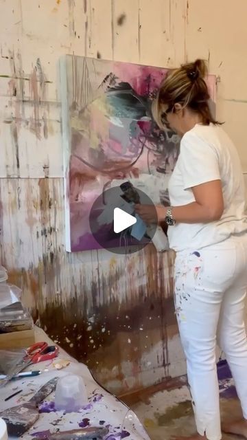 Canvas With Acrylic Paint, Gestural Abstraction, Unstretched Canvas, Florida Artist, Abstract Art For Sale, Instagram People, Watch This Space, Woman Art, Painting Process