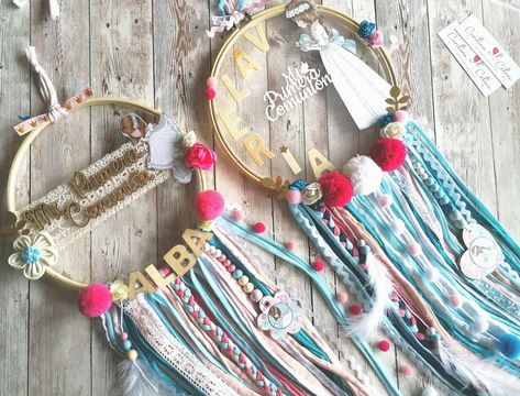 dos modelos diferentes de atrapasueños para regalar a Alba y Valeria el día de su primera comunión Tassel Necklace, Dream Catcher, Tassels