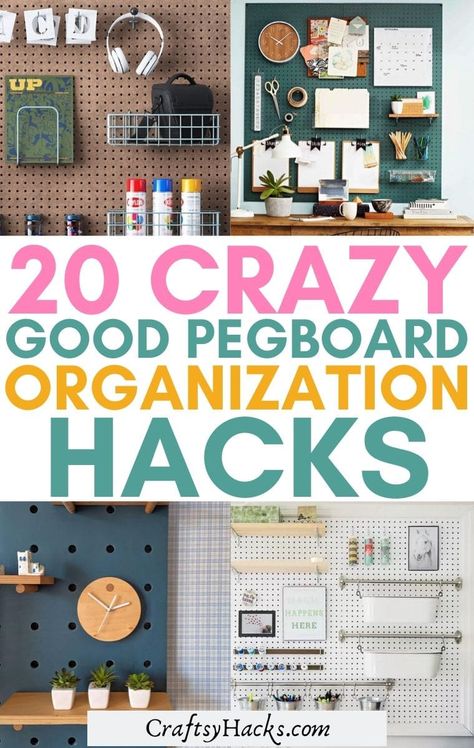 Use these little organization tricks and hacks to organize home easily. Pegboards are easy to organize and should take your home organization to a whole new level. #organization #organizing Easy Office Shelving, Peg Board Office Organization, Craft Wall Organization, Pegboard Projects, Wall Organizer Ideas, Pegboard Hacks, Peg Board Ideas, Mail Organization, Pegboard Craft Room