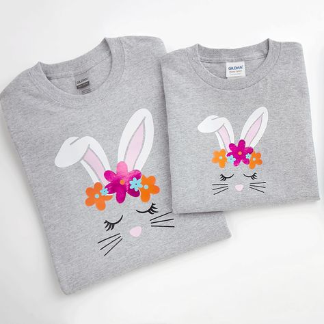 Matching Spring Bunny T-Shirt Easter T Shirt Ideas, Easter Shirt Ideas, T Shirts Ideas, Cheap Cute T-shirt For Easter, Easter Bunny Cartoon, Cheap Cute Easter T-shirt, Easter Gift For Adults, Funny Easter Shirt, Cotton Bunny Print T-shirt For Spring