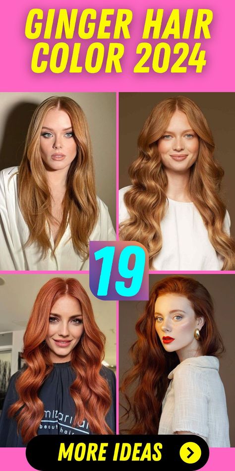 Ginger and Blonde Highlights for Diverse Hair Types in 2024: Ginger hair with blonde highlights is a versatile trend for 2024, suitable for a wide range of hair types, from straight to curly. This color combination works wonderfully on medium-length hair with curtain bangs or on long, straight hair. The blonde highlights add dimension and a modern flair to the ginger base, making it a stylish choice for both women and men. Ginger And Blonde Highlights, Hair Inspiration Dark, Brunette Fall Hair Color, Dark Ginger Hair Color, Subtle Honey Highlights, Ginger Hair With Blonde, Ginger Hair With Blonde Highlights, Highlight Hair Ideas, Ginger And Blonde