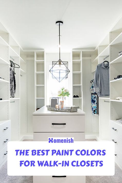 Walk-in closets are a great way to keep your clothes and accessories organized and tidy. But what colors should you choose to paint the walls of your walk-in closet? The right color can help to create a space that is both functional and stylish. In this article, we'll discuss the best paint colors for walk-in closets and provide some tips on how to choose the right color for your space. Best Colors For Closets, Bedroom Closet Paint Ideas, Best Paint Color For Walk In Closet, What Color To Paint Closet, Closet Accent Wall Paint Colors, Closet Room Paint Colors, Master Closet Colors, Closet Colour Ideas, Closet Colors Paint Walk In