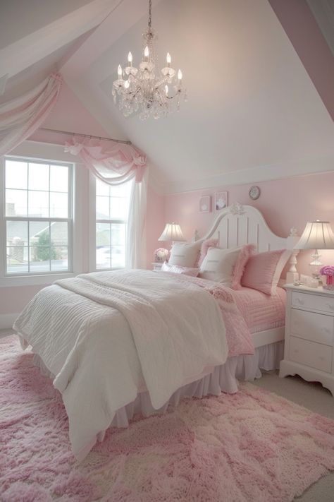 Small Girls Bedrooms, Blue And Pink Bedroom, Cozy Minimalism, Pink Bedroom Design, Statement Walls, Bedroom Decor For Small Rooms, Pink Bedroom Ideas, Pink Rooms, Dream Bedroom Inspiration