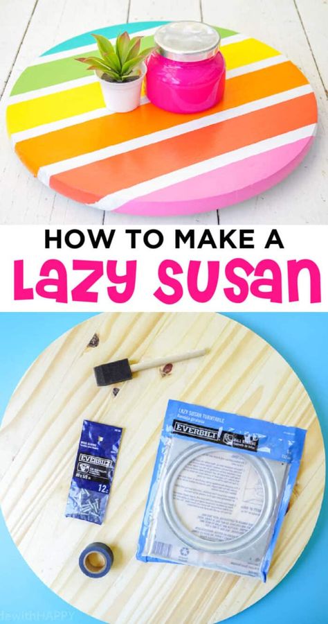 How To Build A Lazy Susan, Diy Lazy Susan, Lazy Susans, Inspire Me Home Decor, Rainbow Decorations, Crafts To Make And Sell, Lazy Susan, Bag Crochet, Easy Diy Crafts