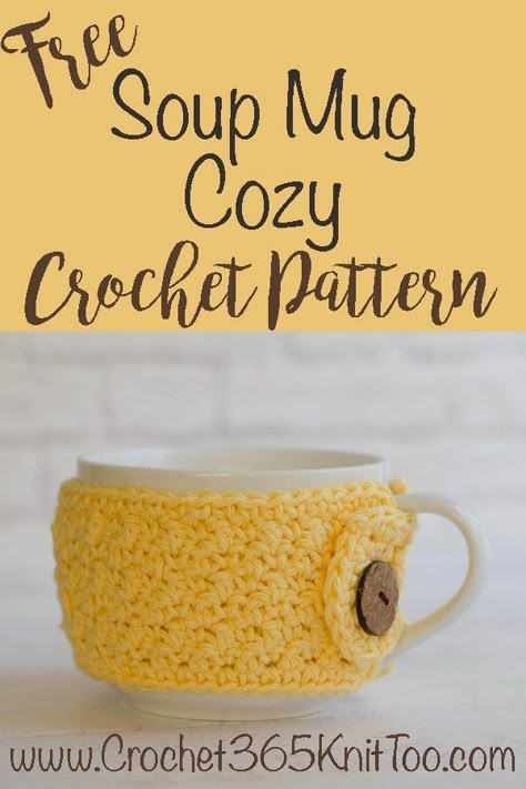 Loving this Lemon Peel Soup Mug Cozy.  So cute! Cup Cozy Crochet Pattern, Mug Cozy Pattern, Mug Cozies, Mug Cover, Crochet Mug Cozy, Crochet Coffee Cozy, Crochet Mug, Coffee Cozies, Crochet Phone Cases