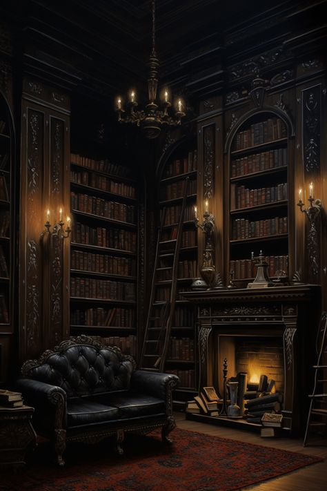 Manor Aesthetic, Gothic Manor, Gothic Library, Victorian Library, Mansion Aesthetic, Gothic Mansion, Gothic Interior, Dark Castle, Gothic Castle