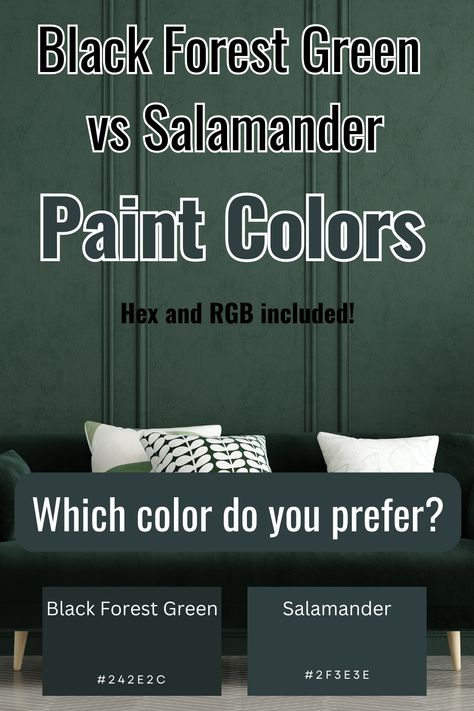 Salamander Paint Palette, Salamander Paint Benjamin Moore, Bm Salamander Paint, Black Evergreen Paint, Black Green Paint Colors, Black Forest Green Paint, Salamander Paint, Benjamin Moore Salamander, Green Living Room Paint Colors