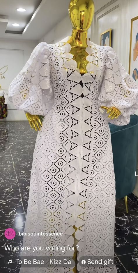 White Lace Styles For Women, White Lace Bubu Gown Styles Nigerian, Gown For Lace, White Bubu Gown Styles Lace, Lace Bubu Styles For Women, White Bubu Gown, African White Lace Dress Styles, White Lace Boubou Styles For Women, White Gown Styles