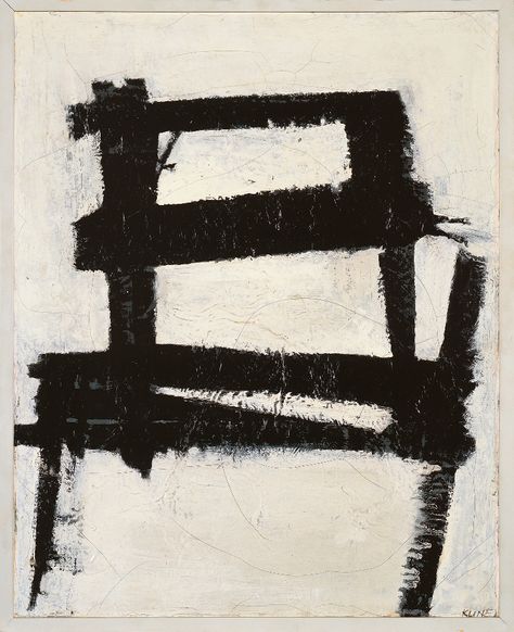 Franz Kline, The Chair, 1950,     oil on canvas, 20 ½ x 16 ⅝ in. (52.1 x 42.2 cm) framed. Collection Walker Art Center, Donated by Mr. and Mrs. Edmond R. Ruben, 1995, 1995.74. ©The Franz Kline Estate/Artists Rights Society (ARS), New York.                           Performativity and Its Addressee — On Performativity — Walker Art Center Franz Kline, Walker Art Center, Willem De Kooning, Action Painting, The Chair, Abstract Expressionist, Abstract Artists, Abstract Expressionism, Painting Inspiration