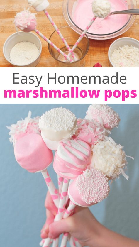 How to Make Valentine’s Day Marshmallow Pops - These Are So Cute! Marshmallow Pops Recipe, Decorated Marshmallows, Marshmallow Desserts, Bake Ideas, Chocolate Dipped Marshmallows, Marshmallow Dip, How To Make Marshmallows, White Marshmallows, San Valentine