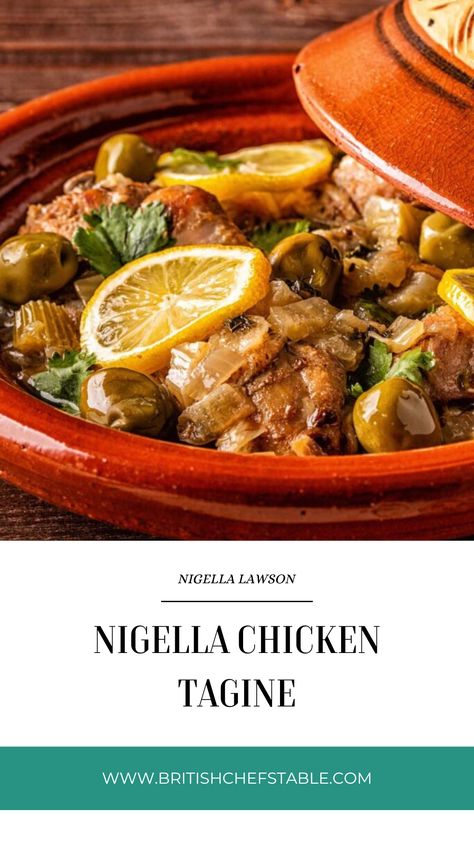 Nigella Chicken Tagine Tangine Chicken Recipe, Tangine Chicken, Chicken Tagine Recipes, Baking Recipes Aesthetic, Tagine Recipes Chicken, Moroccan Dish, Moroccan Chicken Tagine, Moroccan Tagine Recipes, Slow Cooker Moroccan Chicken