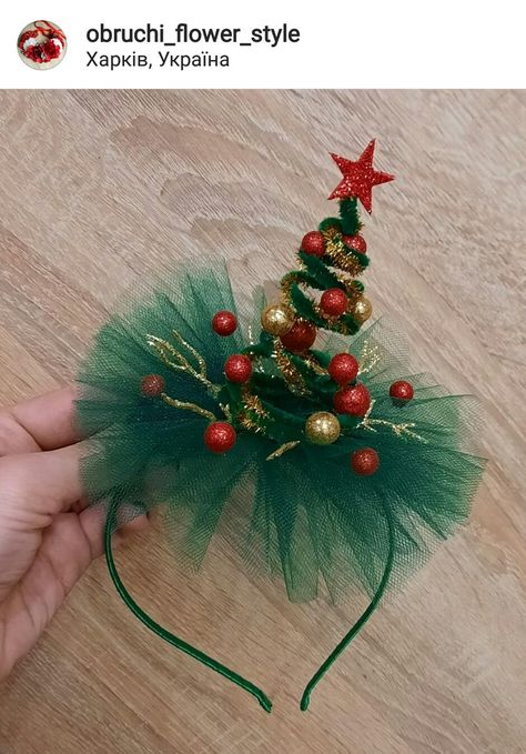 Christmas Headband Diy, Diy Christmas Hats, Christmas Headpiece, Diy Hair Accessories Ribbon, Christmas Hair Accessories, Christmas Headband, Christmas Hair, Christmas Accessories, Diy Headband