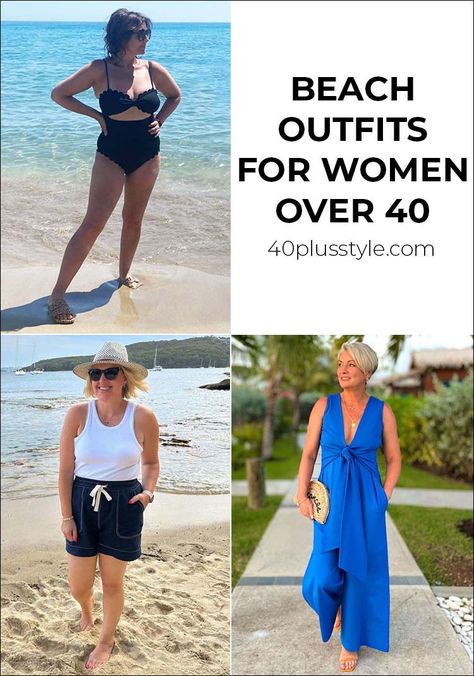 women's beach outfits for your summer vacation - 40+styl Casual Beach Holiday Outfits, Casual Beach Wear Women, Swimsuits For Hawaii For Women, Beach Outfit For Moms Over 30, Mom Beach Vacation Outfits Plus Size, Womens Vacation Dresses, Beachware Beach Styles, Flattering Beach Outfits, Women Over 50 Beach Fashion