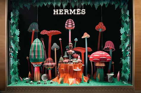 zim & zou have crafted a colorful paper universe for the window display of a new Hermès store in dubai at the mall of the emirates. Hermes Window, Show Window, Paper Installation, Windows Display, Window Display Design, Retail Windows, Colossal Art, Shop Windows, Store Windows