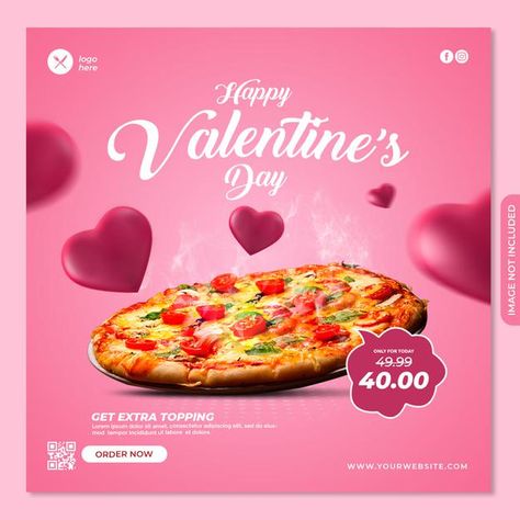 Valentines Day Social Media Posts, Valentine Social Media Post, Valentine Social Media, Valentine Social, Valentine's Day Social Media, Food Minimalist, Valentines Social Media, Valentines Day Pizza, Valentine Pizza