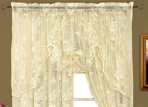 Abbey Rose Lace Tailored Swag Lace Window Treatments, Brighten Room, Lace Balloons, Balloon Shades, Lace Curtain Panels, Single Hung Windows, Balloon Curtains, Lace Window, Lace Curtains