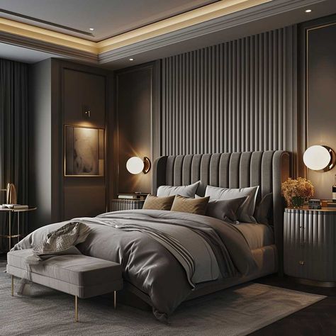 The Art of Fluted Wall Design in Home Interiors • 333+ Images • [ArtFacade] Bedroom Interior Design Luxury, Modern Luxury Bedroom, Bedroom Wall Designs, Modern Bedroom Interior, Luxury Bedroom Design, Dekorasi Kamar Tidur, Bedroom Renovation, Luxury Bedroom Master, Bedroom Bed Design