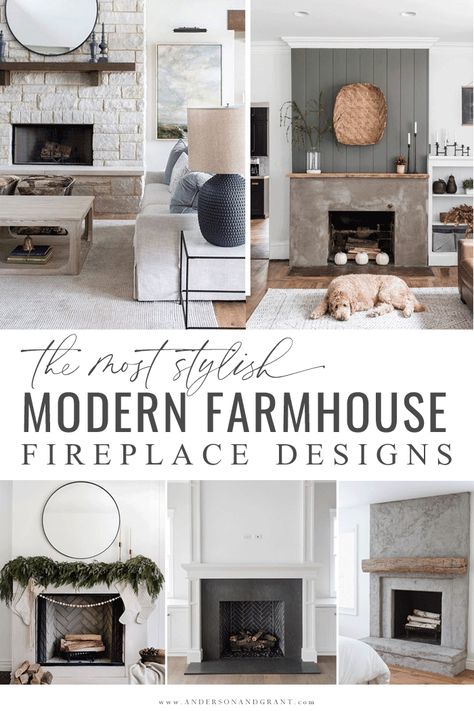 A collection of the 12 best modern farmhouse fireplace designs to inspire you when creating your own. #modernfarmhousefireplace #fireplacedesign #fireplacemakeover #fireplaceideas Modern Farmhouse Gas Fireplace Ideas, Gas Fireplace Surround Ideas, Craftsman Fireplace Ideas, Farmhouse Fireplace Makeover, Gas Fireplace Design, Gas Fireplace Makeover, Gas Fireplace Ideas Living Rooms, Farmhouse Fireplace Ideas, Modern Farmhouse Fireplace