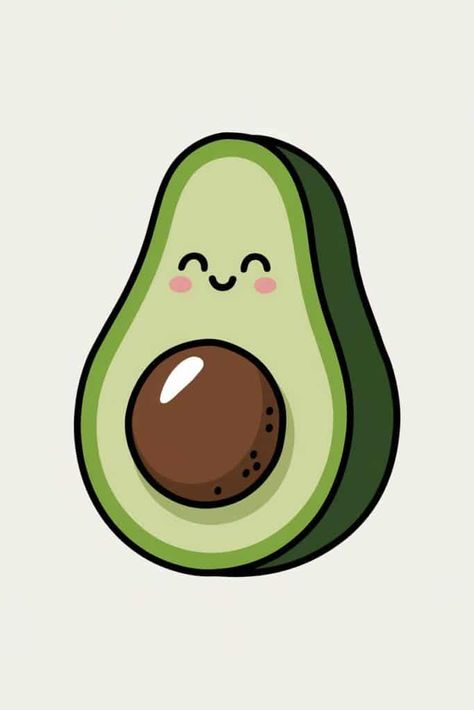 Easy Avocado Drawing, Avocado Drawing Simple, Avocado Drawing Cute, Avocado Painting Cute, Cute Avocado Drawing, Avocado Drawing, Doodles To Draw, Fill Your Sketchbook, Cute Easy Doodles