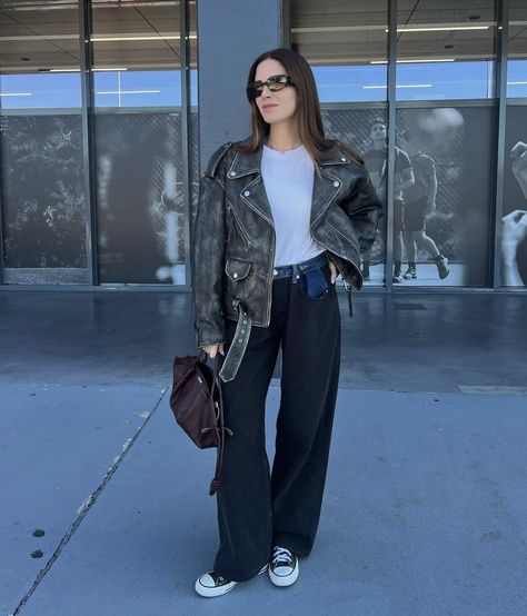 @galagonzalez biker jacket @mango oversize Oversized Motorcycle Jacket, Denim Biker Jacket Outfit, Grey Biker Jacket Outfit, Oversized Biker Jacket Outfit Women, Oversized Moto Jacket, Oversize Biker Jacket Outfit, Denim Jacket Outfit 2024, Oversized Moto Jacket Outfit, Oversized Biker Jacket Outfit