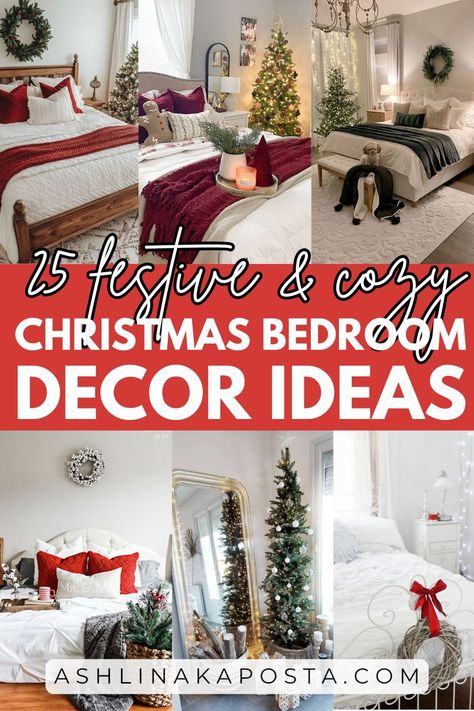 25+ Festive and Cozy Christmas Bedroom Decorating Ideas You Will Want To Copy — ASHLINA KAPOSTA Cozy Christmas Bedroom, Christmas Bedroom Ideas, Christmas Bedroom Decor, Theme Bedroom, Flameless Led Candles, Decorating For Christmas, Christmas Decorations Bedroom, Christmas Bedroom, Bedroom Decorating Ideas