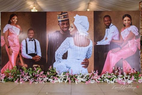 Wedding Picture Area Ideas, Wedding Reception Banner, Wedding Picture Backdrop Receptions, Picture Area For Parties, Wedding Photo Area Ideas, Wedding Banner Design In Nigeria, Picture Area For Wedding, Wedding Picture Area, Photo Backdrop Wedding Receptions