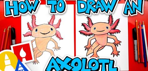 How To Draw An Axolotl Draw Axolotl, Draw An Axolotl, Draw Ocean, Faber Castell Art, Axolotl Cute, Art For Kids Hub, Ocean Drawing, Life Skills Classroom, 4th Grade Art