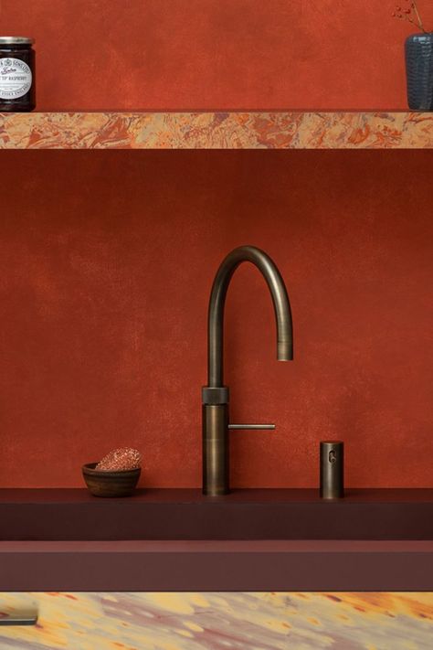 Classic Fusion Round Painted Brass Quooker Tap, Antique Brass Kitchen, Brass Taps, Hot Water Tap, Boiling Water Tap, Bespoke Kitchen Design, Bar Faucet, Kitchen Dinner, Pantry Cupboard