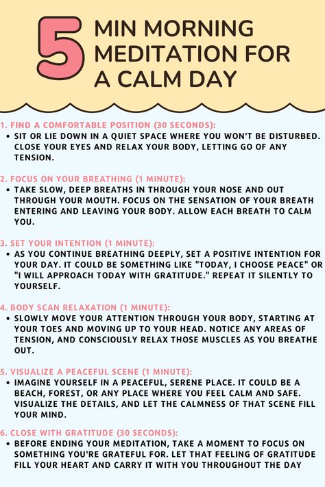 Begin your day with peace and clarity by practicing this 5-minute morning meditation. Perfect for busy mornings, this quick meditation helps you center your mind, reduce stress, and set a calm tone for the rest of the day. Take a few moments for yourself and embrace the serenity that follows. #MorningMeditation #5MinuteMeditation #CalmDay #Mindfulness #StressRelief #StartYourDayRight #MeditationPractice #InnerPeace #WellnessRoutine #MorningRoutine Morning Meditation Routine, Meditation Ideas Inspiration, Mindful Meditation For Beginners, Meditation Tips For Beginners, Meditation Tutorial, Morning Meditation For Beginners, How To Meditate For Beginners, Yoga For Calming Mind, Meditation For Beginners Spiritual