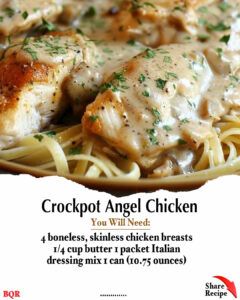 Crockpot Angel Chicken Chicken With Italian Dressing Crockpot, Crock Pot Angel Chicken, Angel Chicken Crockpot, Crockpot Angel Chicken Recipe, Crock Pot Angel Chicken Recipe, Angel Chicken Recipe, Crockpot Chicken Breast Recipes, Slow Cooker Chicken Breast, Angel Chicken