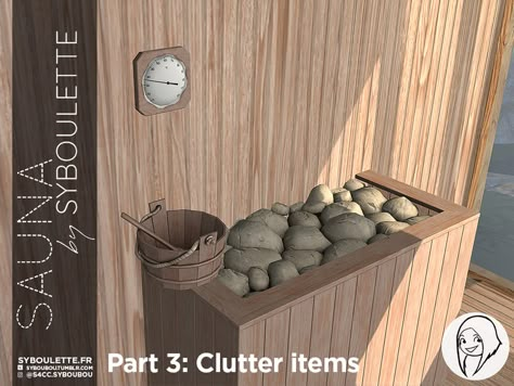 The Sims Resource - Patreon Early Release - Sauna part 3: Clutter items Sims 4 Sauna, Sims 4 Syboulette, Interior Design Sims 4, Sims 4 Beauty Salon, Drawing Restaurant, Lotes The Sims 4, Witchy House, Spa Furniture, Spa Items