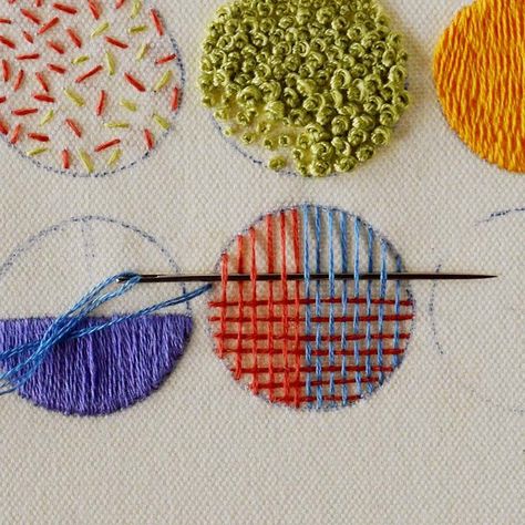 Floss Embroidery Ideas, Embroidery Of House, Unusual Embroidery Stitches, Basic Embroidery Stitches Pattern, Embroidery Visible Mending, Abstract Embroidery Designs Inspiration, Contemporary Embroidery Art, Textile Art Embroidery Hand Stitching, Creative Mending Embroidery