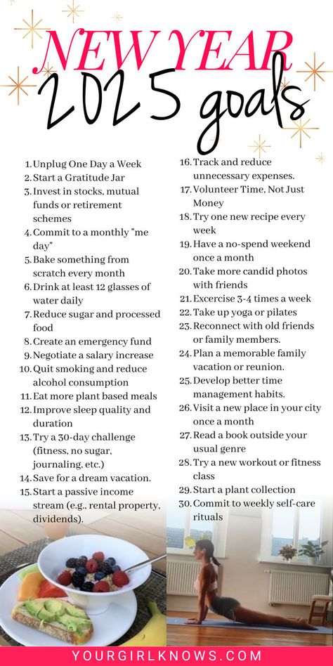 Ever wonder why every New Year starts with a sky-high stack of resolutions, only to end up as a forgotten footnote in February? But not anymore! With thsese realistic and fun new year goals, yoiu're bound to be the new you this year!  Check the out! 2025 Level Up, What To Do For New Years, New Year’s Goals, New Year Plans Ideas, What I Did This Year Checklist, Things To Do For New Years, New Years Resolution List Free Printable, New Year New Me 2025, This Year I Want To