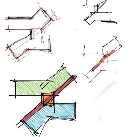 Massing Model Architecture Concept, Architectural Forms Concept Shape, Interlocking Architecture, Architecture Knowledge, Kindergarten Architecture, Waterfront Architecture, Architecture Design Presentation, Campus Design, Hospital Architecture