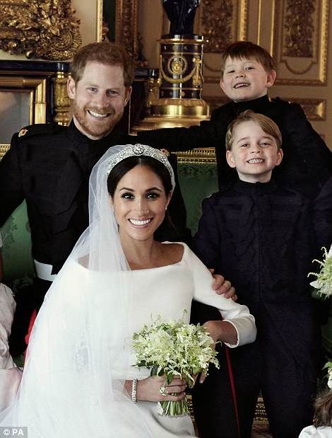 Prince George steals the show in Harry and Meghan's wedding portraits | Daily Mail Online Royal Wedding Harry, Meghan Wedding, Harry And Meghan Wedding, Princ Harry, Megan And Harry, Harry Wedding, Prinz Charles, Meghan Markle Wedding, Prins Harry