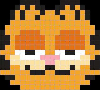 Garfield Kandi Pattern, Perler Bead Patterns Garfield, Garfield Bead Pattern, Orange Cat Perler Beads, Kandi Garfield, Garfield Cross Stitch Pattern, Garfield Perler Bead Patterns, Garfield Alpha Pattern, Yellow Perler Bead Patterns