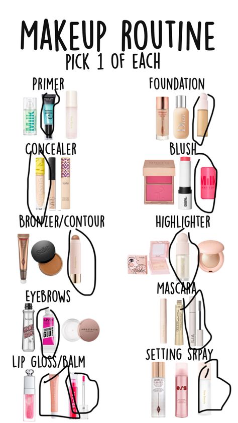 Makeup List To Buy, Basic Makeup Kit, Best Drugstore Foundation, Makeup Starter Kit, Lip Gloss Balm, Holiday Makeup Looks, Makeup List, Full Makeup, Foundation Primer