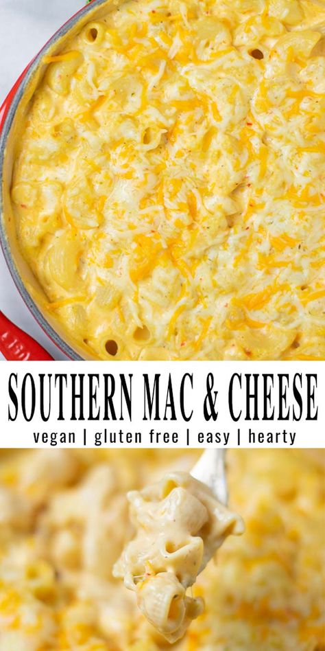 Southern Mac and Cheese is simple soul food mac and cheese which is so easy to make. You can be sure if you serve this up fresh from the oven, everyone will love it. You will never know it is vegan, because seriously so rich and cheesy, yum. #vegan #dairyfree #vegetarian #bakedmacandcheese #contentednessscooking #dinner #lunch #mealprep #southernmacandcheese Soul Food Mac And Cheese, Leftover Macaroni, Food Mac And Cheese, Dairy Free Mac And Cheese, Southern Mac And Cheese, Vegan Soul Food, Vegan Thanksgiving Recipes, Colby Jack, Vegan Side Dishes