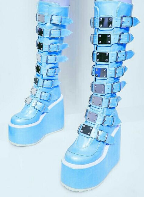 Alt Shoes, Emo Accessories, Demonia Boots, Goth Shoes, Demonia Shoes, Gothic Shoes, Neon Outfits, Cute Shoes Heels, Kawaii Shoes