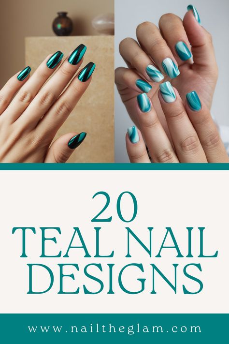 Article about 20 teal nail designs, featuring vibrant and refreshing styles for a bold and unique look. Teal Toenails Designs, Blue Green And Silver Nails, Square Teal Nail Designs, Teal Glitter Ombre Nails, Teal Gradient Nails, Teal Nails Design Ideas, Nail Designs Teal Turquoise, Tourquise Nails Design Short, Teal Ombre Nails Short