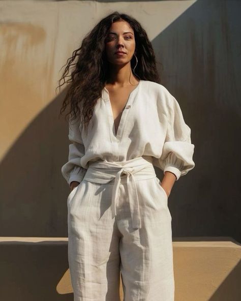 Linen Summer Outfits Women, Mystic Aesthetic, White Co Ord Set, Outfit Minimalista, Closet Transformation, Look Boho Chic, Womens Pajama, Pyjama Sets, Womens Pyjama Sets