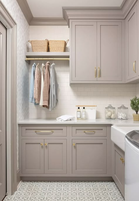 Portfolio (Title) Laundry Room Tile Backsplash, Laundry Room Inspo, Transitional Laundry Room, Grey Laundry Rooms, Laundry Room Tile, White Laundry Rooms, Laundry Room/mud Room, Green Laundry, Modern Laundry